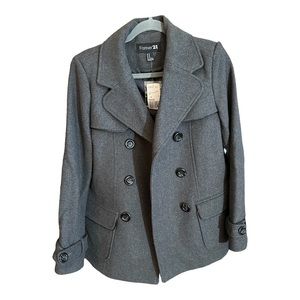 FOREVER 21 pea coat gray with front button long sleeve BNWT